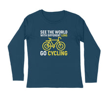 Load image into Gallery viewer, See the world with different lens go cycling - Men&#39;s full sleeve round neck T-shirt
