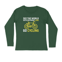 Load image into Gallery viewer, See the world with different lens go cycling - Men&#39;s full sleeve round neck T-shirt
