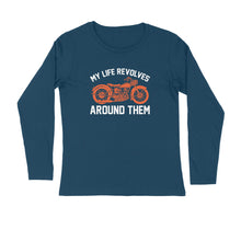 Load image into Gallery viewer, My life revolves around bike - Men&#39;s full sleeve round neck T-shirt
