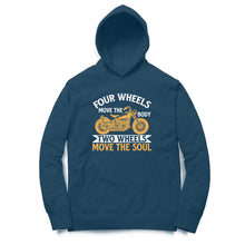 Load image into Gallery viewer, Four wheels move the body two wheels move the soul - Unisex Hoodie
