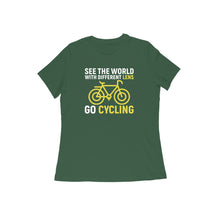 Load image into Gallery viewer, See the world with different lens go cycling - Women&#39;s half sleeve round neck T-shirt
