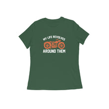 Load image into Gallery viewer, My life revolves around bike - Women&#39;s half sleeve round neck T-shirt
