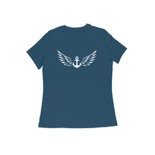 Load image into Gallery viewer, Anchor with wing - Women&#39;s Half Sleeve Round Neck T-Shirt
