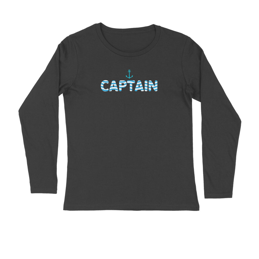 Captain (Waviform Typo) - Men's Full Sleeve Round Neck T-shirt