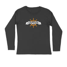 Load image into Gallery viewer, Captain (Typo with Wheel) - Men&#39;s Full Sleeve Round Neck T-shirt
