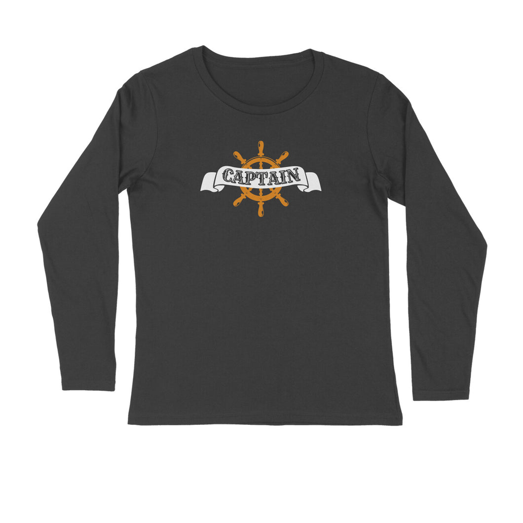 Captain (Typo with Wheel) - Men's Full Sleeve Round Neck T-shirt