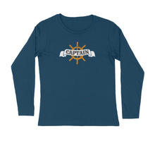Load image into Gallery viewer, Captain (Typo with Wheel) - Men&#39;s Full Sleeve Round Neck T-shirt

