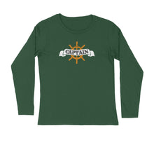 Load image into Gallery viewer, Captain (Typo with Wheel) - Men&#39;s Full Sleeve Round Neck T-shirt
