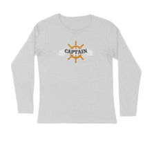 Load image into Gallery viewer, Captain (Typo with Wheel) - Men&#39;s Full Sleeve Round Neck T-shirt
